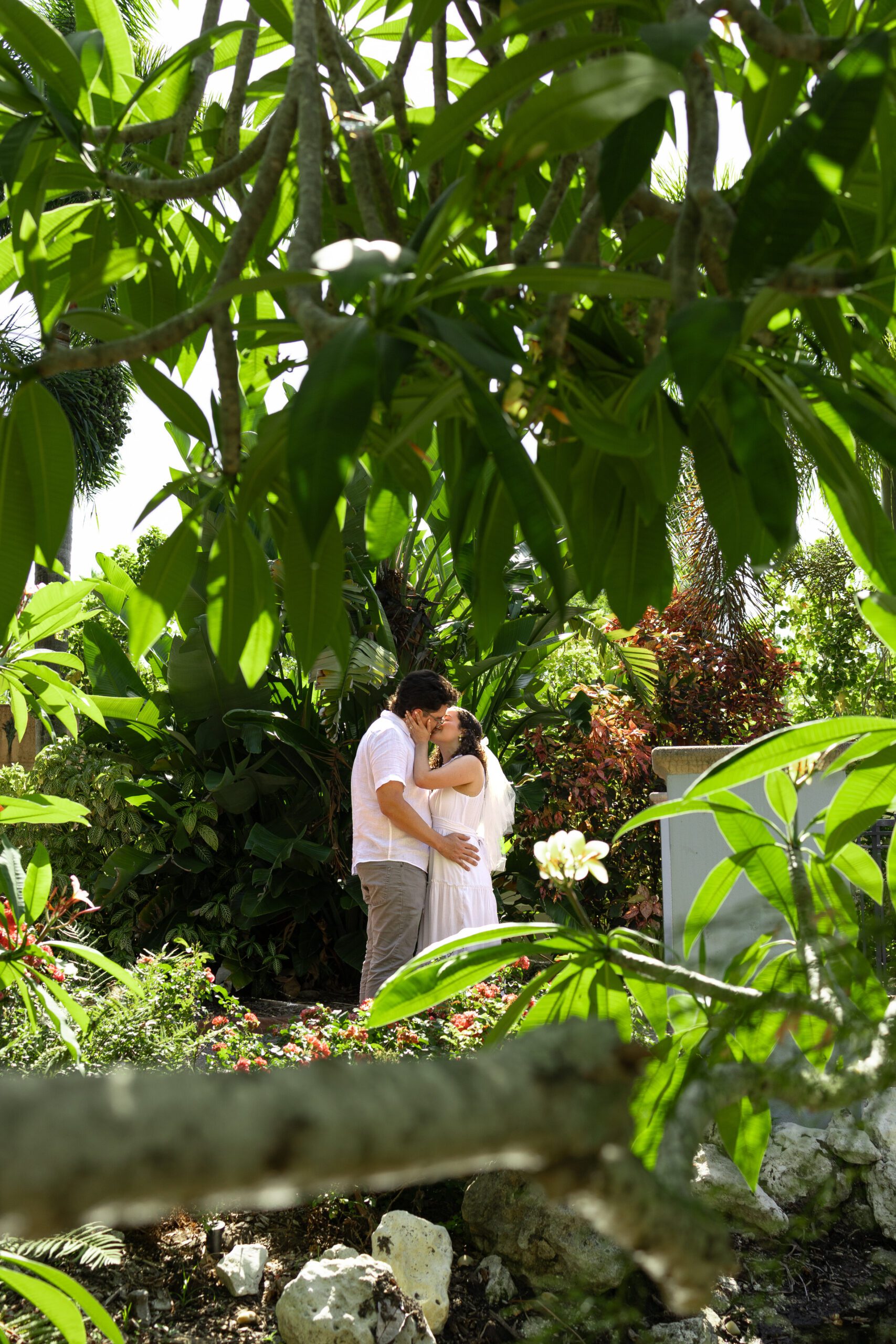 Couple elopement photoshoot Florida gardens one of the best places to elope in the US